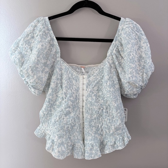 NWT Free People Oh Baby Lace Puff Sleeve Top - Picture 3 of 8